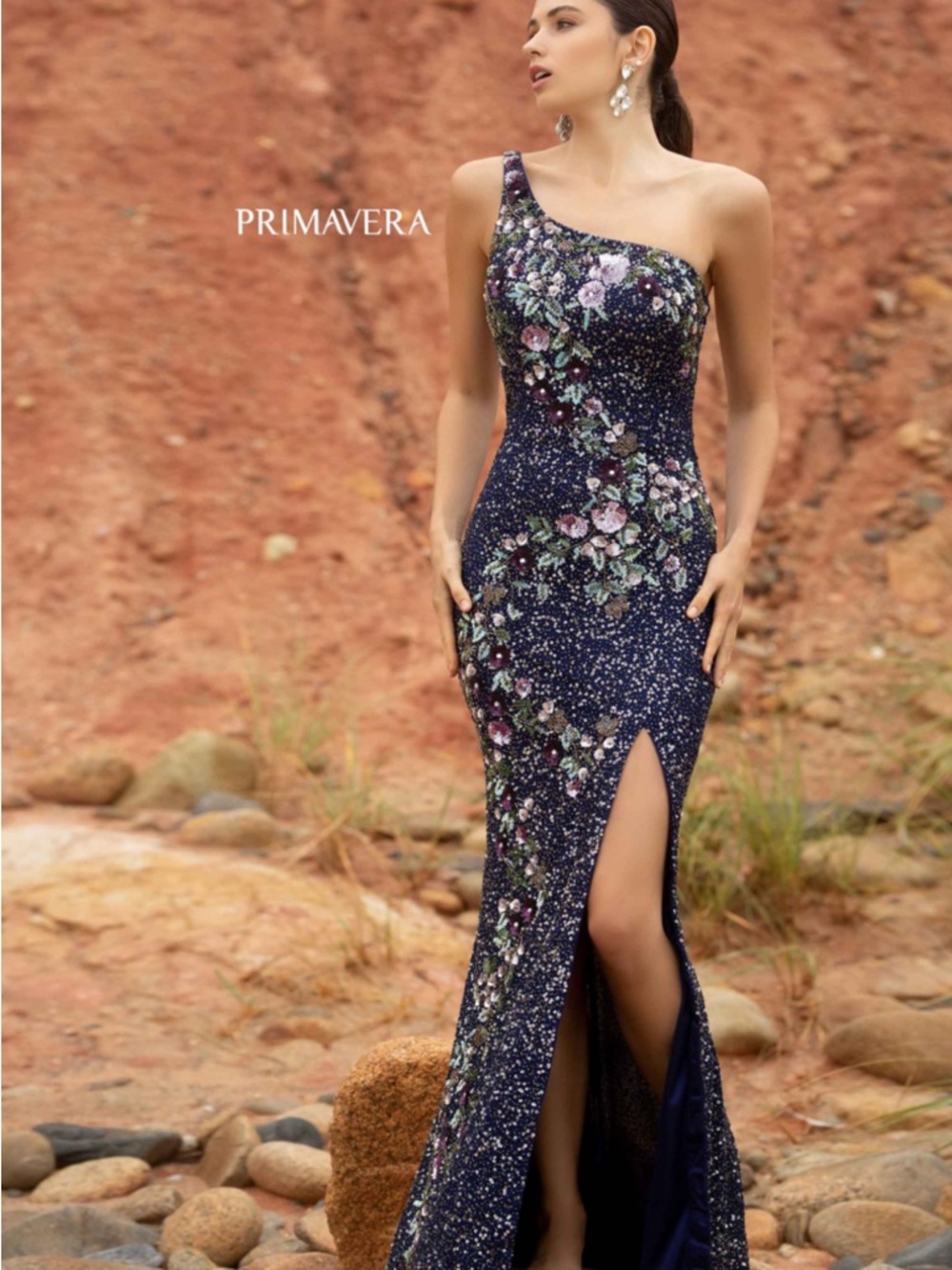 Primavera Beaded One Shoulder Dress